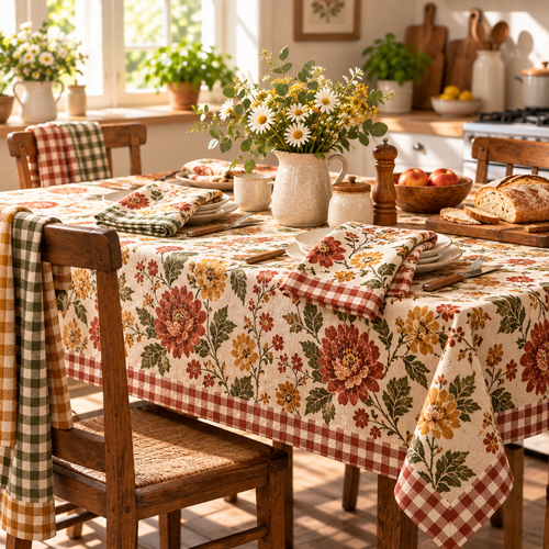 Farmhouse Floral & Gingham Kitchen Towel Set