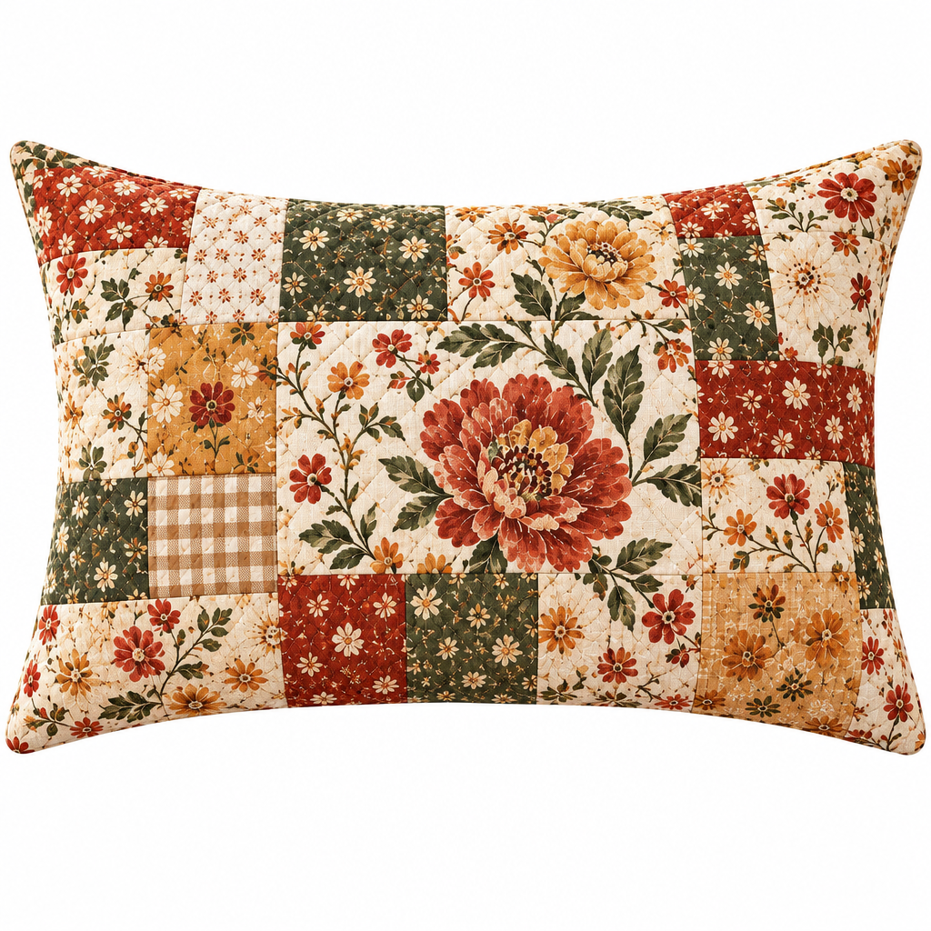 Vintage Floral Patchwork Lumbar Pillow Cover