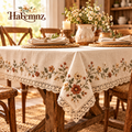 Vintage Floral Embroidered Lace Tablecloth