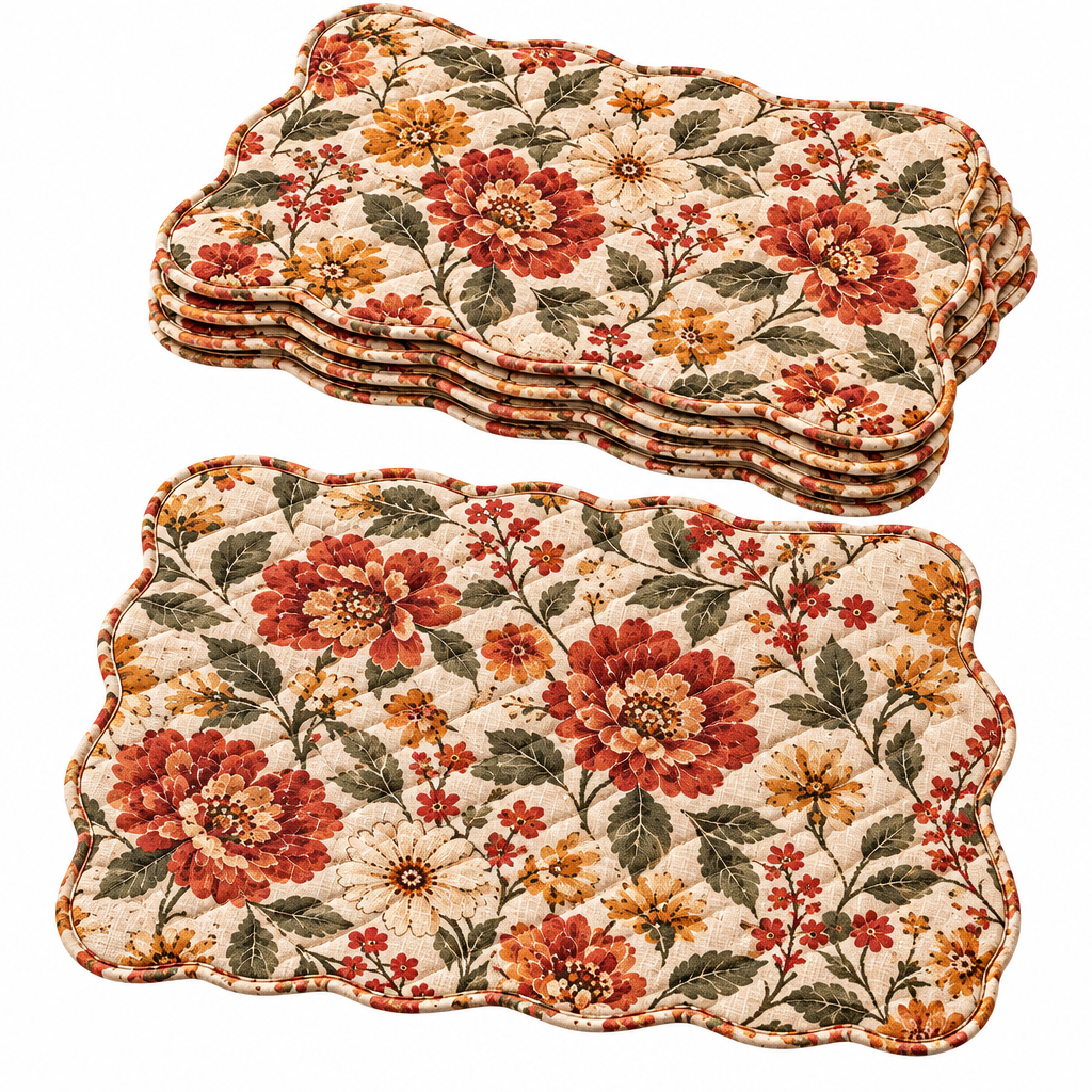 Quilted Floral Placemat & Napkin Set